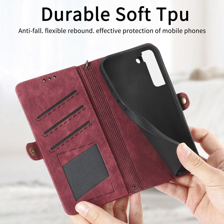 For Samsung Galaxy S20 Geometric Zipper Wallet Side Buckle Leather Phone Case(Red) - free shipping - PMC TechLife - Order now!