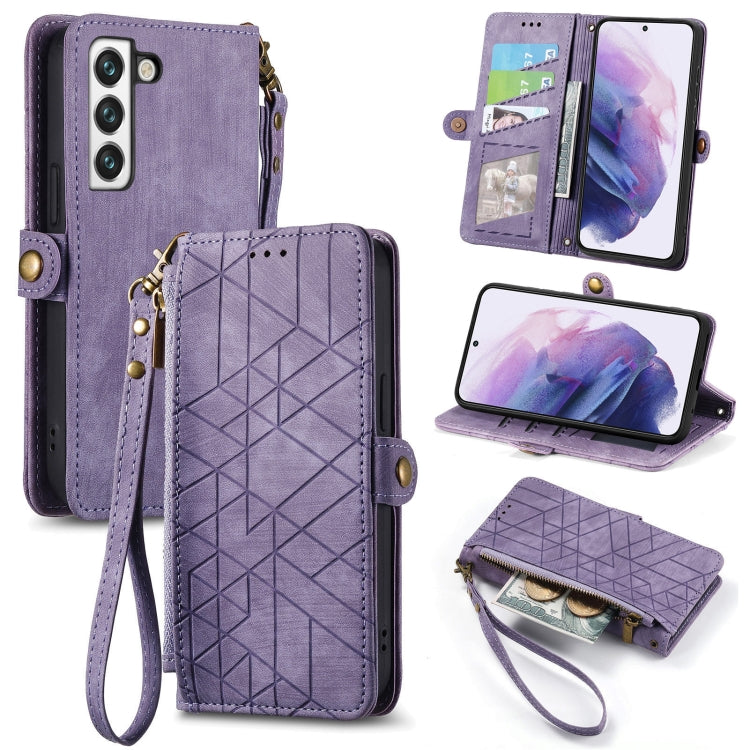 For Samsung Galaxy S20 Geometric Zipper Wallet Side Buckle Leather Phone Case(Purple) - free shipping - PMC TechLife - Order now!
