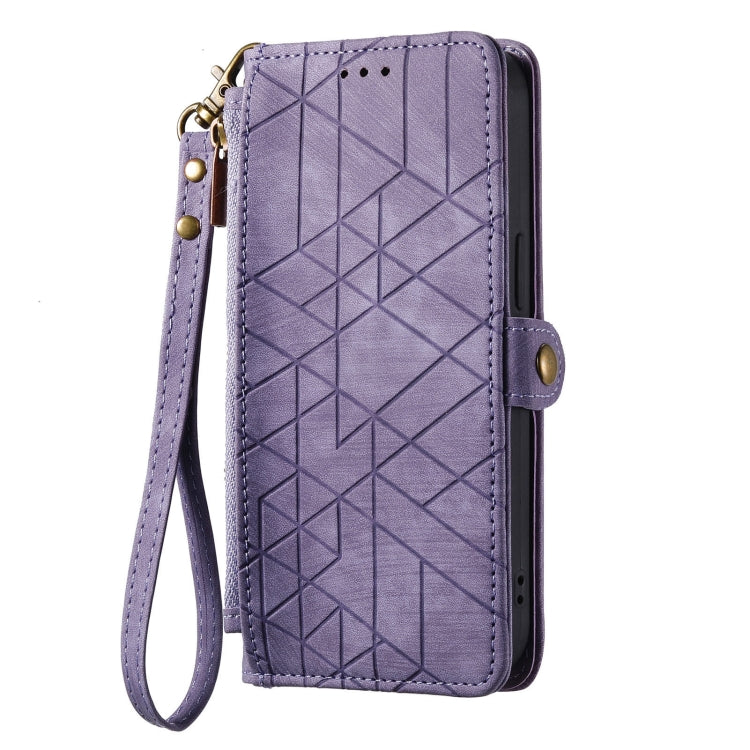 For Samsung Galaxy S20 Geometric Zipper Wallet Side Buckle Leather Phone Case(Purple) - free shipping - PMC TechLife - Order now!