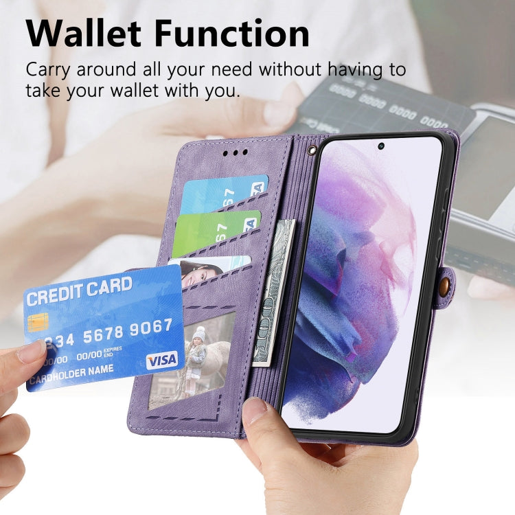 For Samsung Galaxy S20 Geometric Zipper Wallet Side Buckle Leather Phone Case(Purple) - free shipping - PMC TechLife - Order now!
