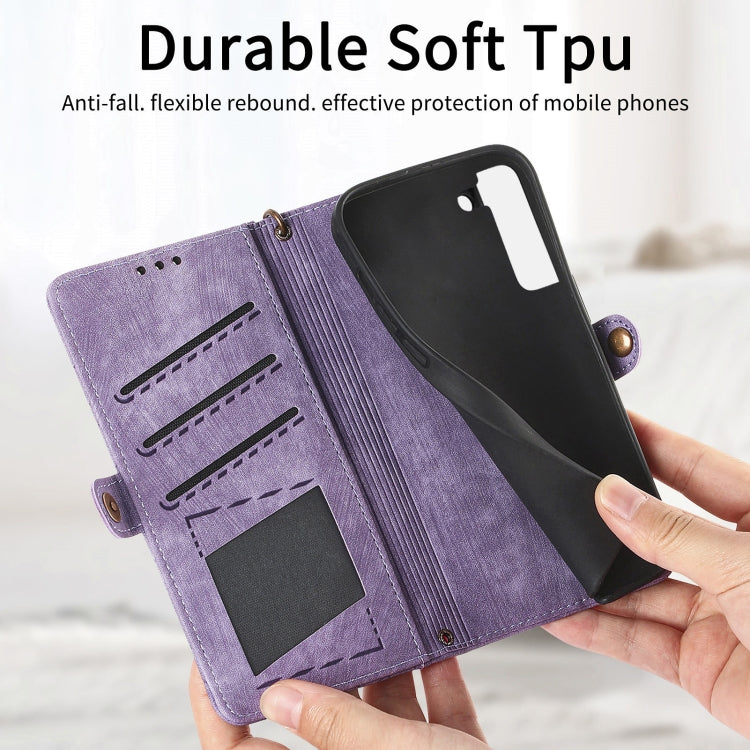 For Samsung Galaxy S20 Geometric Zipper Wallet Side Buckle Leather Phone Case(Purple) - free shipping - PMC TechLife - Order now!