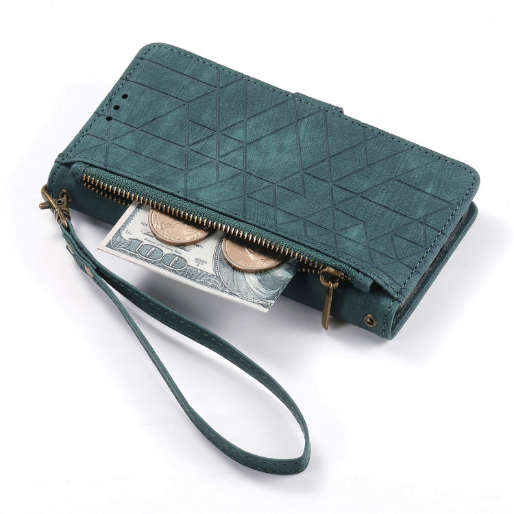 For Samsung Galaxy S20+ Geometric Zipper Wallet Side Buckle Leather Phone Case(Green) - free shipping - PMC TechLife - Order now!