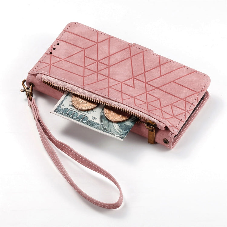 For Samsung Galaxy S20 FE Geometric Zipper Wallet Side Buckle Leather Phone Case(Pink) - free shipping - PMC TechLife - Order now!