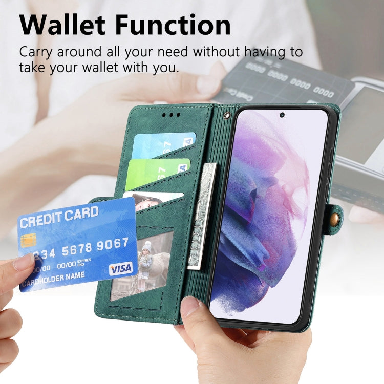 For Samsung Galaxy S20 FE Geometric Zipper Wallet Side Buckle Leather Phone Case(Green) - free shipping - PMC TechLife - Order now!
