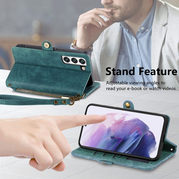 For Samsung Galaxy S20 FE Geometric Zipper Wallet Side Buckle Leather Phone Case(Green) - free shipping - PMC TechLife - Order now!
