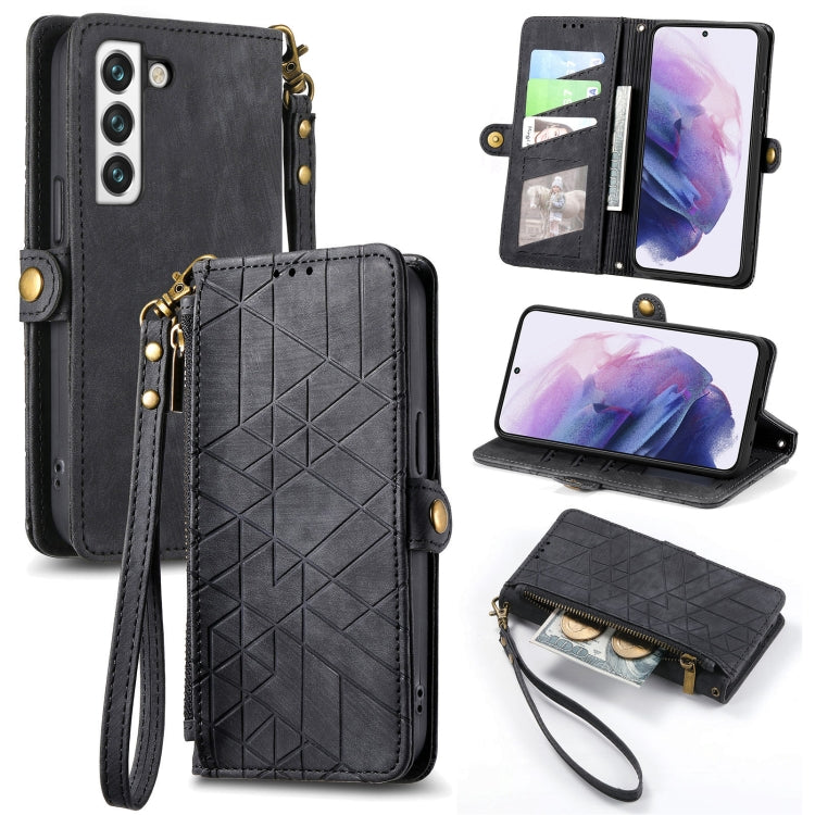 For Samsung Galaxy S20 FE Geometric Zipper Wallet Side Buckle Leather Phone Case(Black) - free shipping - PMC TechLife - Order now!