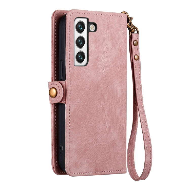 For Samsung Galaxy Note20 Ultra Geometric Zipper Wallet Side Buckle Leather Phone Case(Pink) - free shipping - PMC TechLife - Order now!