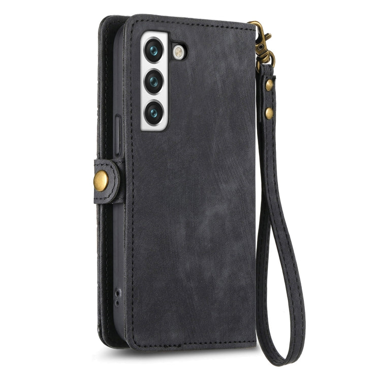 For Samsung Galaxy Note20 Ultra Geometric Zipper Wallet Side Buckle Leather Phone Case(Black) - free shipping - PMC TechLife - Order now!