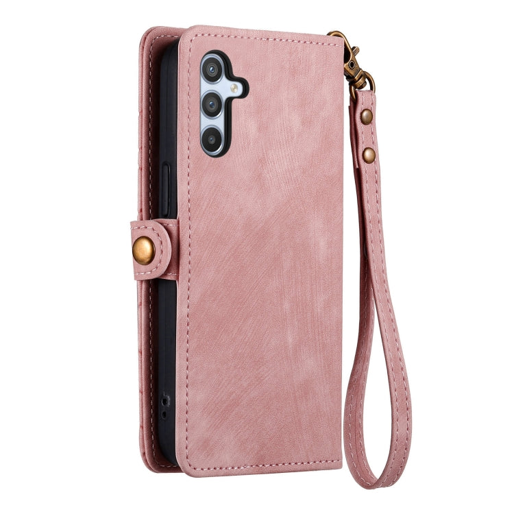 For Samsung Galaxy A50 Geometric Zipper Wallet Side Buckle Leather Phone Case(Pink) - free shipping - PMC TechLife - Order now!