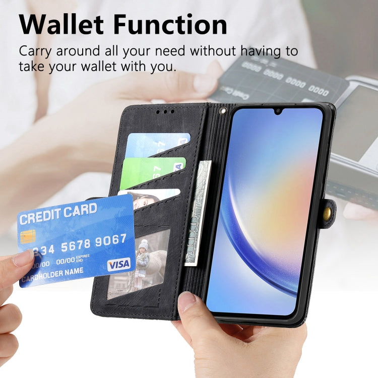 For Samsung Galaxy A70S Geometric Zipper Wallet Side Buckle Leather Phone Case(Black) - free shipping - PMC TechLife - Order now!