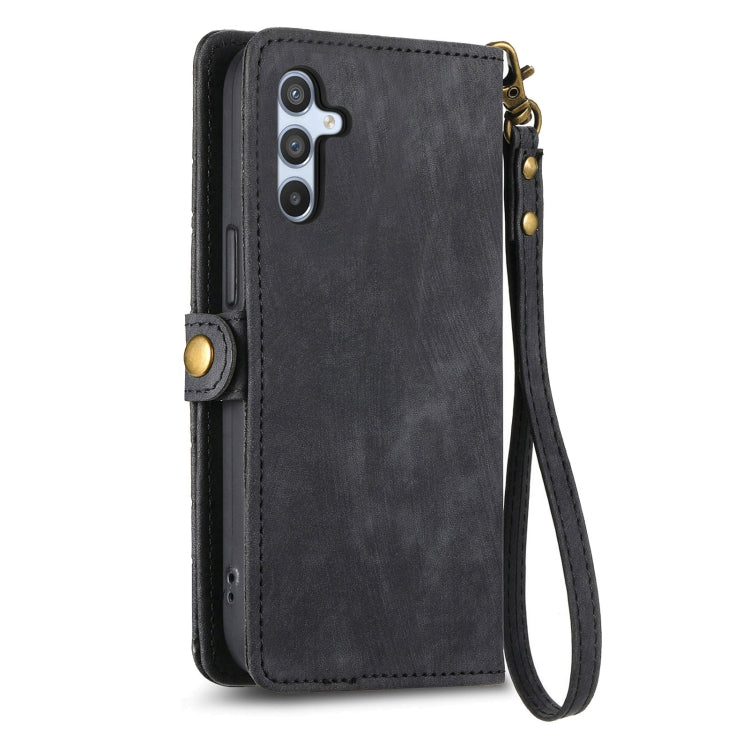 For Samsung Galaxy A11 Geometric Zipper Wallet Side Buckle Leather Phone Case(Black) - free shipping - PMC TechLife - Order now!