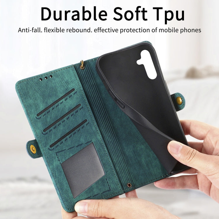 For Samsung Galaxy A41 Geometric Zipper Wallet Side Buckle Leather Phone Case(Green) - free shipping - PMC TechLife - Order now!