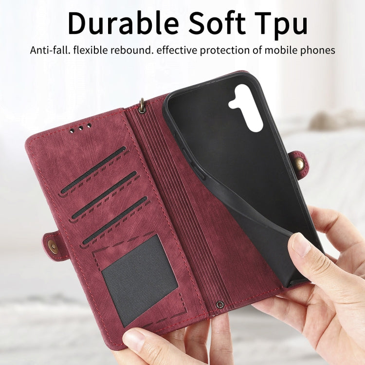 For Samsung Galaxy A51 Geometric Zipper Wallet Side Buckle Leather Phone Case(Red) - free shipping - PMC TechLife - Order now!