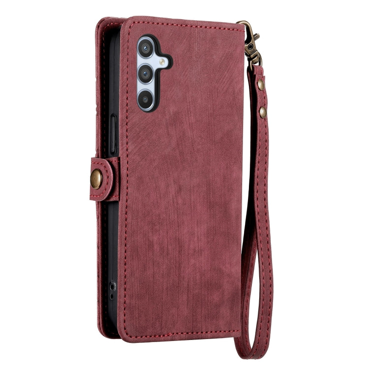 For Samsung Galaxy A71 Geometric Zipper Wallet Side Buckle Leather Phone Case(Red) - free shipping - PMC TechLife - Order now!