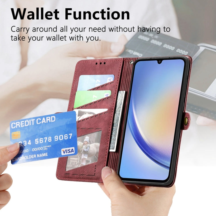 For Samsung Galaxy A71 Geometric Zipper Wallet Side Buckle Leather Phone Case(Red) - free shipping - PMC TechLife - Order now!