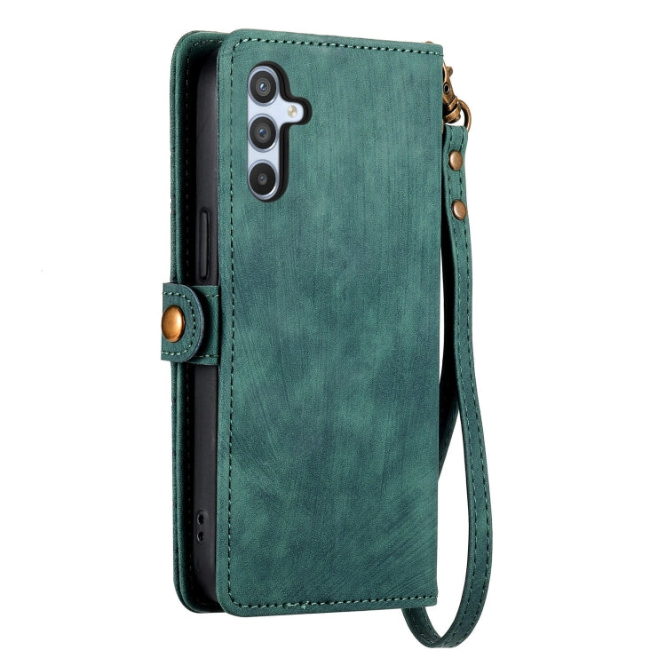 For Samsung Galaxy A72 Geometric Zipper Wallet Side Buckle Leather Phone Case(Green) - free shipping - PMC TechLife - Order now!