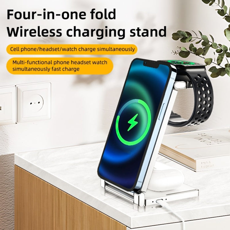 T30 Folding Wireless Charging Stand for Cell Phone Watch Headset 4 in 1 Charger - Wireless Charger by PMC Jewellery | Online Shopping South Africa | PMC Jewellery | Buy Now Pay Later Mobicred