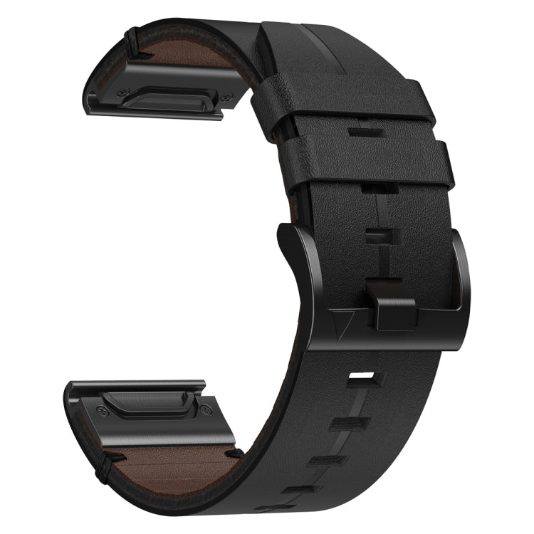 For Garmin Quatix 5 Sapphire 22mm Leather Textured Watch Band(Black) - Watch Bands by PMC Jewellery | Online Shopping South Africa | PMC Jewellery