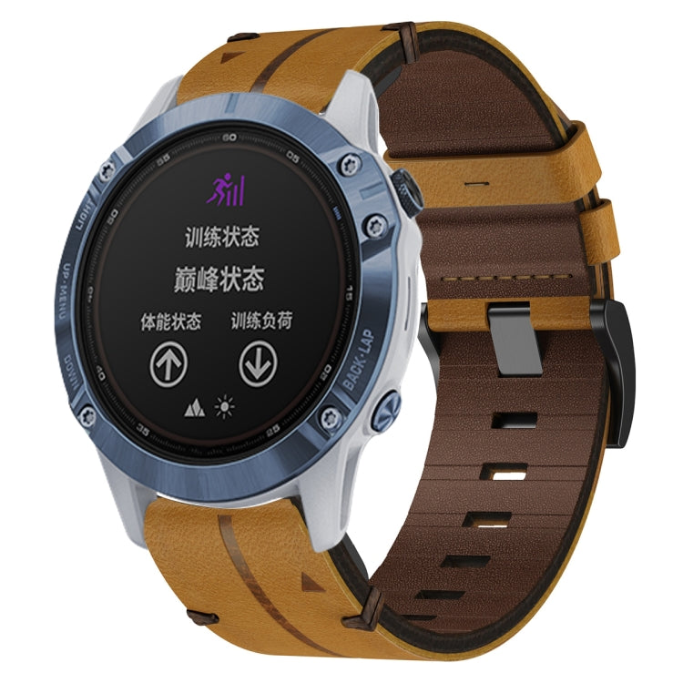 For Garmin Fenix 6 GPS 22mm Leather Textured Watch Band(Brown) - Watch Bands by PMC Jewellery | Online Shopping South Africa | PMC Jewellery