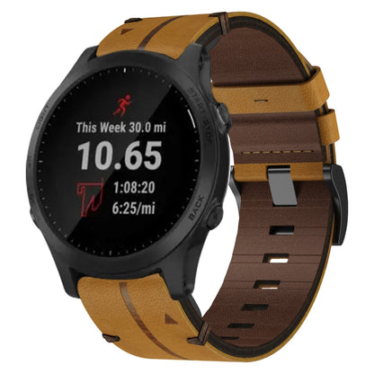 For Garmin Forerunner 945 22mm Leather Textured Watch Band(Brown) - Watch Bands by PMC Jewellery | Online Shopping South Africa | PMC Jewellery