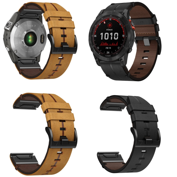 For Garmin Epix Pro 51mm Leather Textured 26mm Watch Band(Black) - Watch Bands by PMC TechLife | Online Shopping South Africa | PMC TechLife | Buy Now Pay Later Mobicred