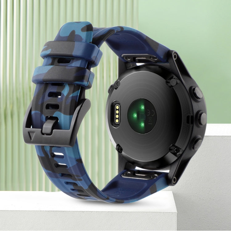 For Garmin Approach S62 22mm Camouflage Silicone Watch Band(Camouflage Blue) - Watch Bands by PMC TechLife | Online Shopping South Africa | PMC TechLife