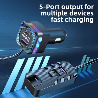 CS11 Multi-Port Rear Seat Extended Car Fast Charger Support Bluetooth MP3 Play - Car Charger by PMC Jewellery | Online Shopping South Africa | PMC Jewellery | Buy Now Pay Later Mobicred