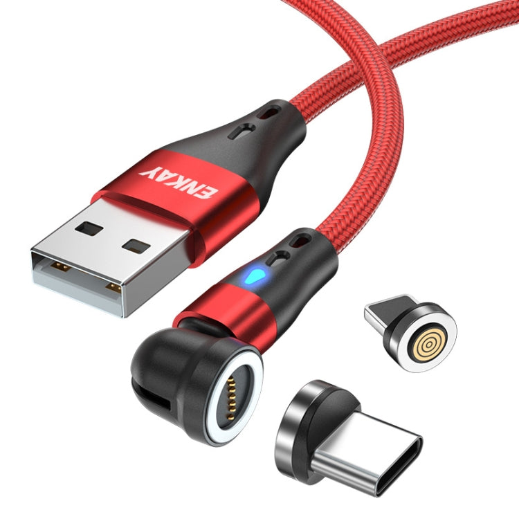 ENKAY 3A USB to Type-C / 8 Pin Magnetic 540 Degrees Rotating Fast Charging Cable, Length:1m(Red) - Charging Cable & Head by ENKAY | Online Shopping South Africa | PMC Jewellery | Buy Now Pay Later Mobicred