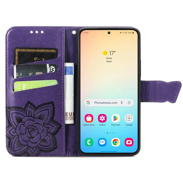 For Samsung Galaxy S24 5G Butterfly Love Flower Embossed Leather Phone Case(Dark Purple) - Galaxy S24 5G Cases by PMC Jewellery | Online Shopping South Africa | PMC Jewellery