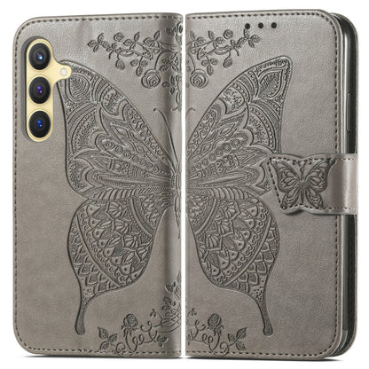 For Samsung Galaxy S24+ 5G Butterfly Love Flower Embossed Leather Phone Case(Gray) - Galaxy S24+ 5G Cases by PMC Jewellery | Online Shopping South Africa | PMC Jewellery