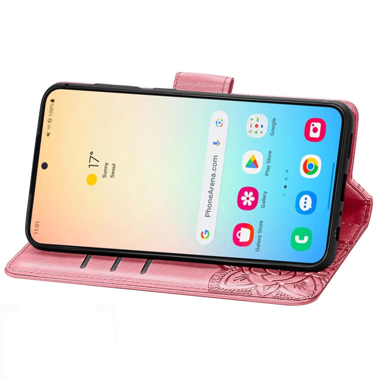 For Samsung Galaxy S25 5G Butterfly Love Flower Embossed Leather Phone Case(Pink) - Galaxy S25 5G Cases by PMC Jewellery | Online Shopping South Africa | PMC Jewellery | Buy Now Pay Later Mobicred