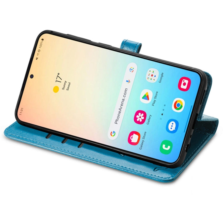 For Samsung Galaxy S25 5G Cat and Dog Embossed Leather Phone Case(Blue) - Galaxy S25 5G Cases by PMC Jewellery | Online Shopping South Africa | PMC Jewellery | Buy Now Pay Later Mobicred
