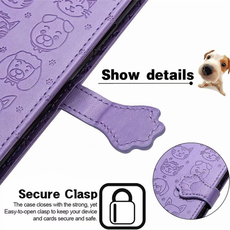 For Samsung Galaxy S25+ 5G Cat and Dog Embossed Leather Phone Case(Gray) - Galaxy S25+ 5G Cases by PMC Jewellery | Online Shopping South Africa | PMC Jewellery | Buy Now Pay Later Mobicred