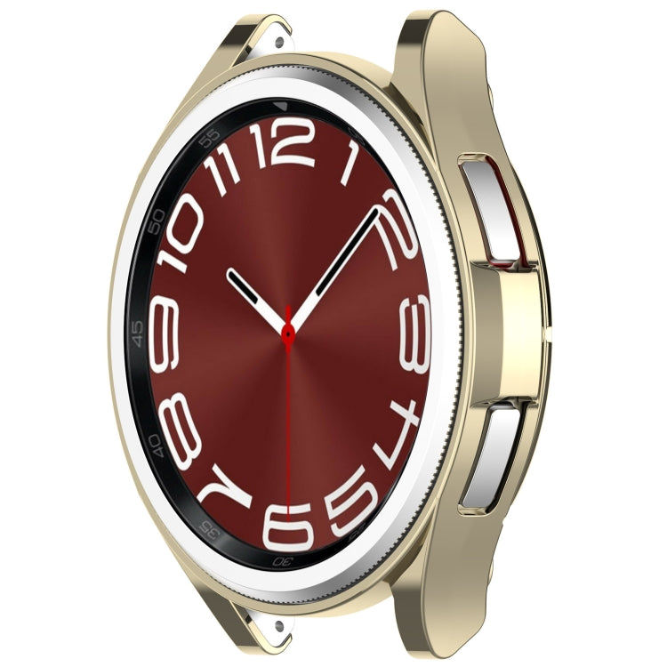 For Samsung Galaxy Watch6 Classic 47mm Electroplated TPU Half Pack Hollow Watch Protective Case(Gold) - Watch Cases by PMC TechLife | Online Shopping South Africa | PMC TechLife