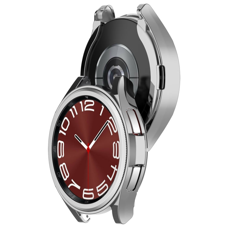 For Samsung Galaxy Watch6 Classic 43mm Electroplated TPU Half Pack Hollow Watch Protective Case(Silver) - Watch Cases by PMC TechLife | Online Shopping South Africa | PMC TechLife