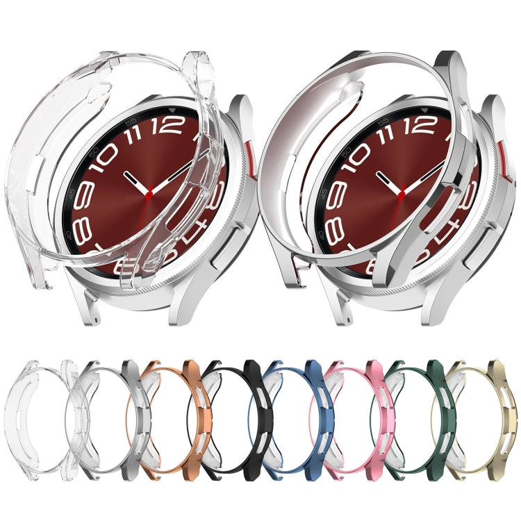 For Samsung Galaxy Watch6 Classic 43mm Electroplated TPU Half Pack Hollow Watch Protective Case(Silver) - Watch Cases by PMC TechLife | Online Shopping South Africa | PMC TechLife