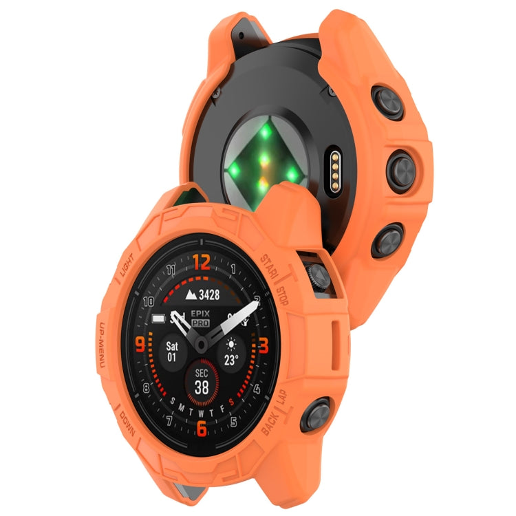 For Garmin Epix Pro 47mm / Fenix 7 / 7 Pro Armored TPU Half Wrapped Watch Protective Case(Orange) - Watch Cases by PMC TechLife | Online Shopping South Africa | PMC TechLife