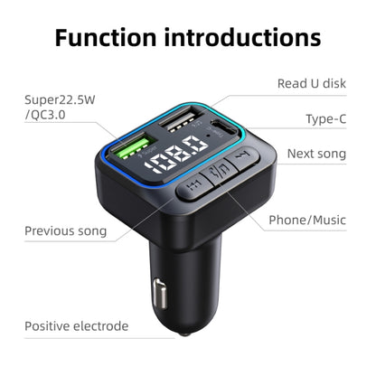 C40 Type-C + Dual USB QC3.0 Car Charger Bluetooth Hands-free Call Adapter Car MP3 Music Player - Car Charger by PMC Jewellery | Online Shopping South Africa | PMC Jewellery | Buy Now Pay Later Mobicred