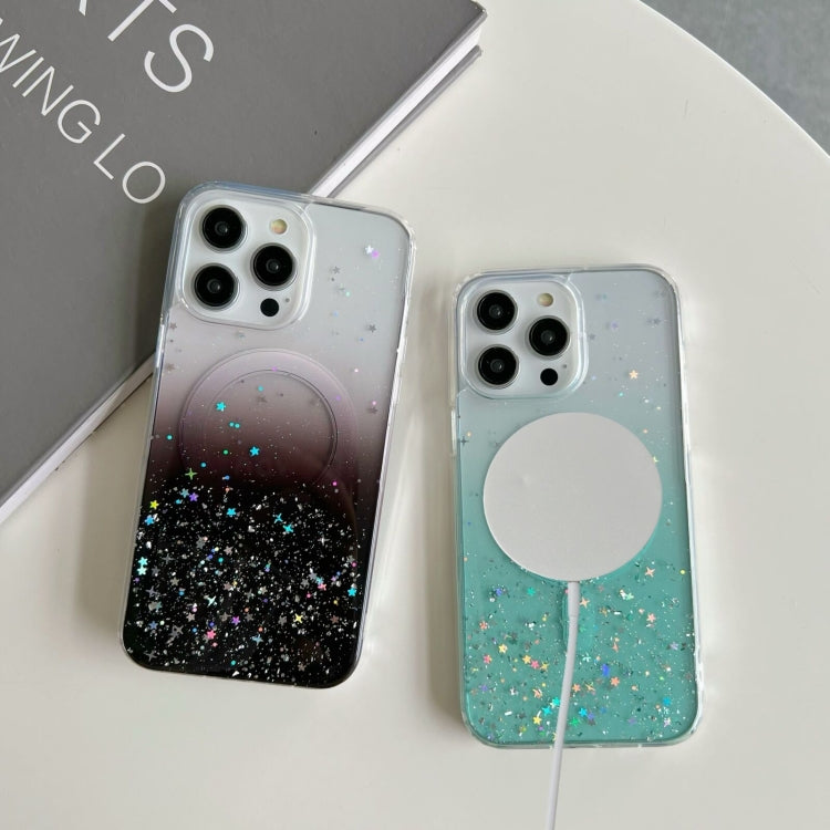 For iPhone 14 Pro Glitter MagSafe Hybrid Clear TPU Phone Case(White) - iPhone 14 Pro Cases by PMC TechLife | Online Shopping South Africa | PMC TechLife | Buy Now Pay Later Mobicred