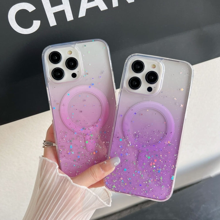 For iPhone 14 Pro Glitter MagSafe Hybrid Clear TPU Phone Case(White) - iPhone 14 Pro Cases by PMC TechLife | Online Shopping South Africa | PMC TechLife | Buy Now Pay Later Mobicred