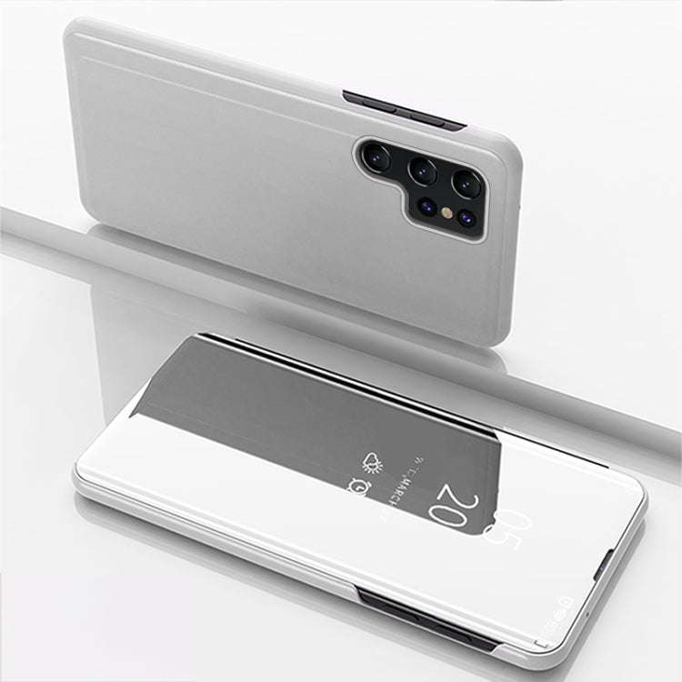For Samsung Galaxy S25 Ultra 5G Plated Mirror Horizontal Flip Leather Phone Case with Holder(Silver) - free shipping - PMC Jewellery - Order now!