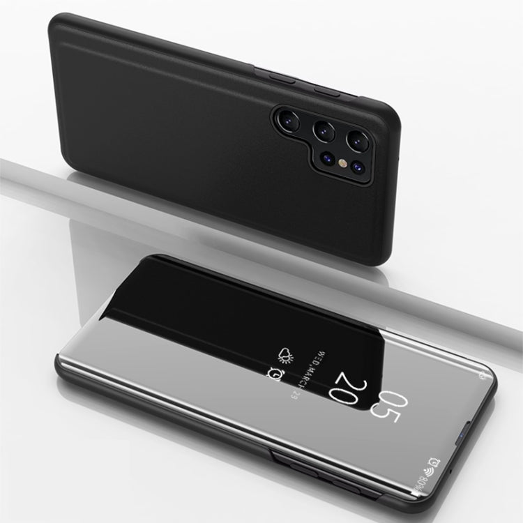 For Samsung Galaxy S25 Ultra 5G Plated Mirror Horizontal Flip Leather Phone Case with Holder(Black) - free shipping - PMC Jewellery - Order now!