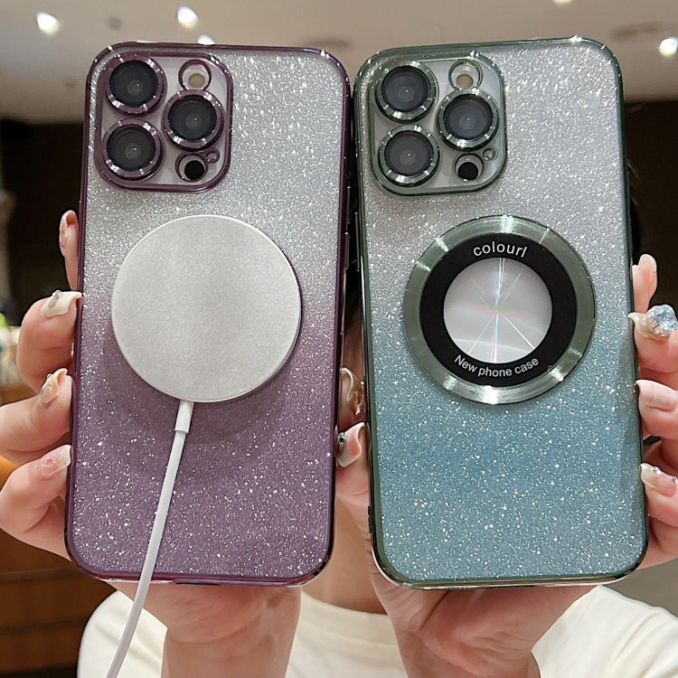For iPhone 16 Pro Gradient Glitter Electroplating MagSafe TPU Phone Case(Purple) - iPhone 16 Pro Cases by PMC TechLife | Online Shopping South Africa | PMC TechLife | Buy Now Pay Later Mobicred