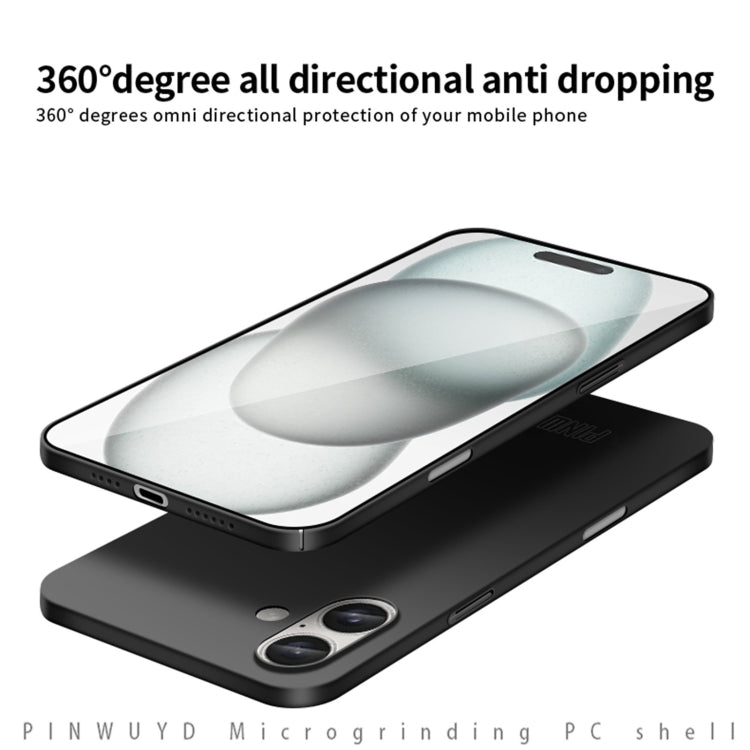 For iPhone 16 Plus PINWUYO Micro-Frosted PC Ultra-thin Hard Phone Case with Magsafe Magnetic Ring(Black) - free shipping - PMC TechLife - Order now!