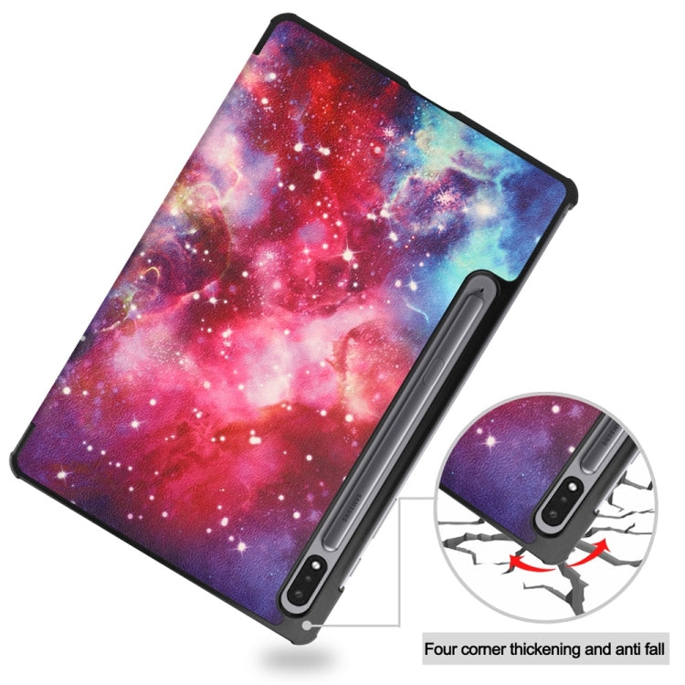 For Samsung Galaxy Tab S9 JUNSUNMAY Custer Painted 3-Fold Stand Leather Smart Tablet Case(Graffiti) - Galaxy Tab S9 Cases by JUNSUNMAY | Online Shopping South Africa | PMC Jewellery | Buy Now Pay Later Mobicred