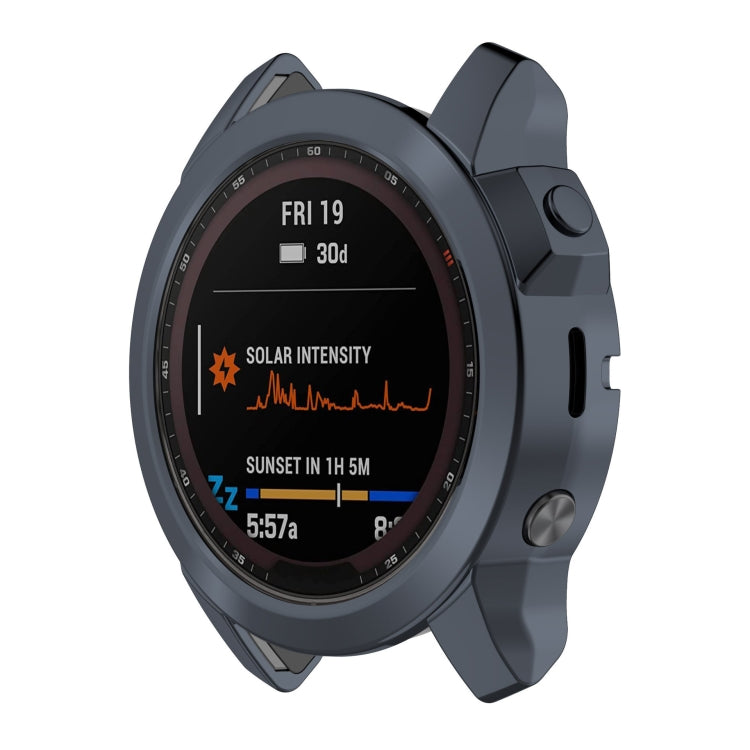 For Garmin Fenix 7X Pro Half Package Electroplated TPU Watch Protective Case(Grey) - Watch Cases by PMC TechLife | Online Shopping South Africa | PMC TechLife