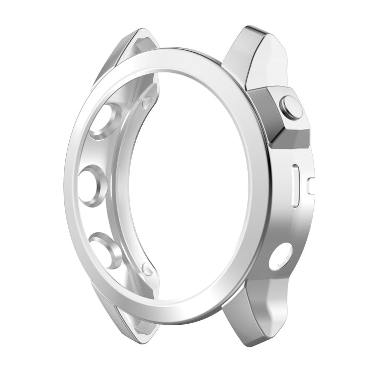 For Garmin Fenix 7S Pro Half Package Electroplated TPU Watch Protective Case(Sliver) - Watch Cases by PMC Jewellery | Online Shopping South Africa | PMC Jewellery