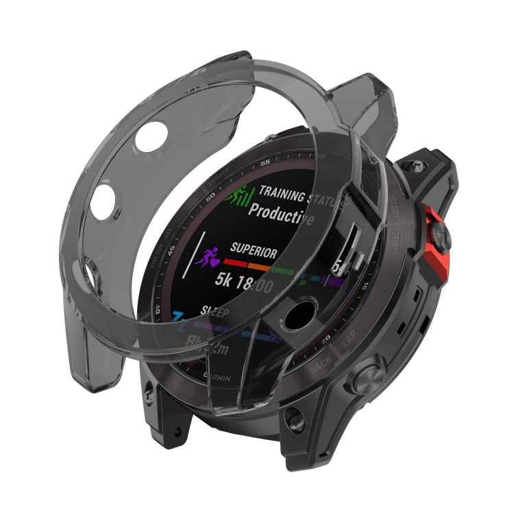 For Garmin Fenix 7X Pro Half-Package TPU Watch Protective Case(Transparent Black) - Watch Cases by PMC TechLife | Online Shopping South Africa | PMC TechLife | Buy Now Pay Later Mobicred