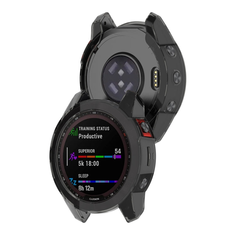 For Garmin Fenix 7S Pro Half-Package TPU Watch Protective Case(Transparent Black) - Watch Cases by PMC TechLife | Online Shopping South Africa | PMC TechLife | Buy Now Pay Later Mobicred
