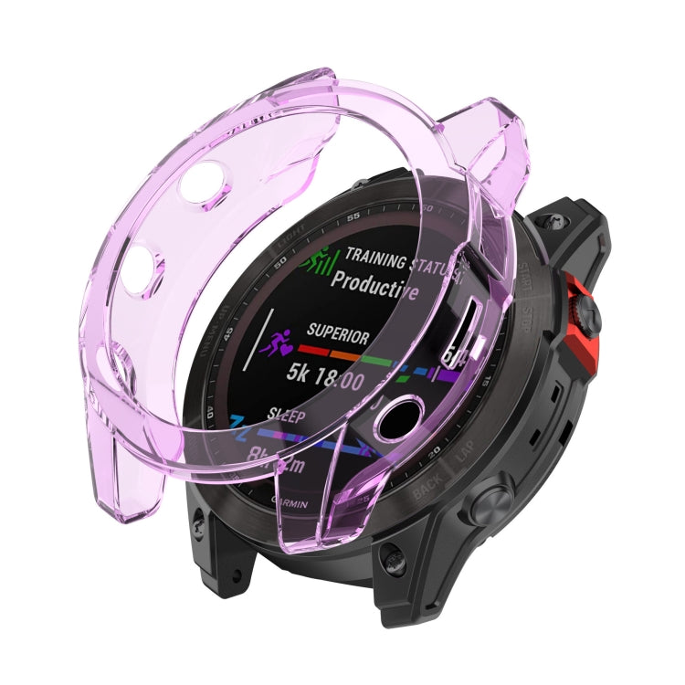 For Garmin Epix Pro 42mm Half-Package TPU Watch Protective Case(Transparent Purple) - Watch Cases by PMC TechLife | Online Shopping South Africa | PMC TechLife | Buy Now Pay Later Mobicred